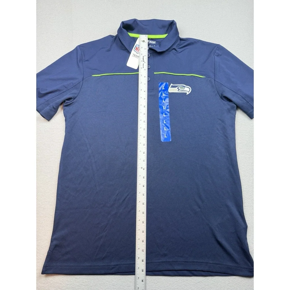 Seattle Seahawks Polo Shirt Men's Large Blue NFL Team Apparel Short Sleeve NEW